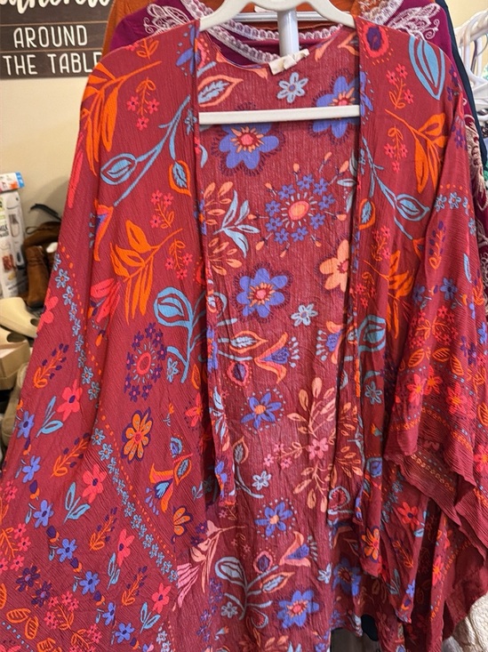Easel Los Angeles Other - Floral Open Front Kimono - Rust Multi